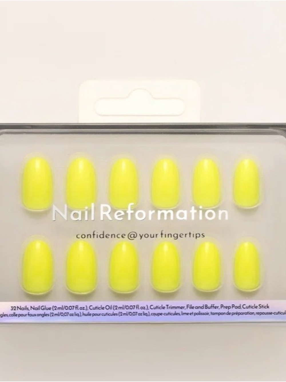 NailReformation Press-On Nails in Yellow. Honeydew